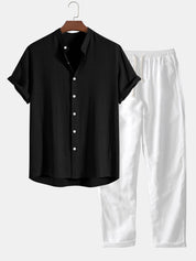 Stylish Men's Two-Piece Set: Shirt and Pants Combo