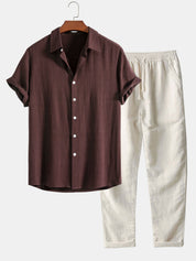 Stylish Men's Two-Piece Set: Shirt and Pants Combo