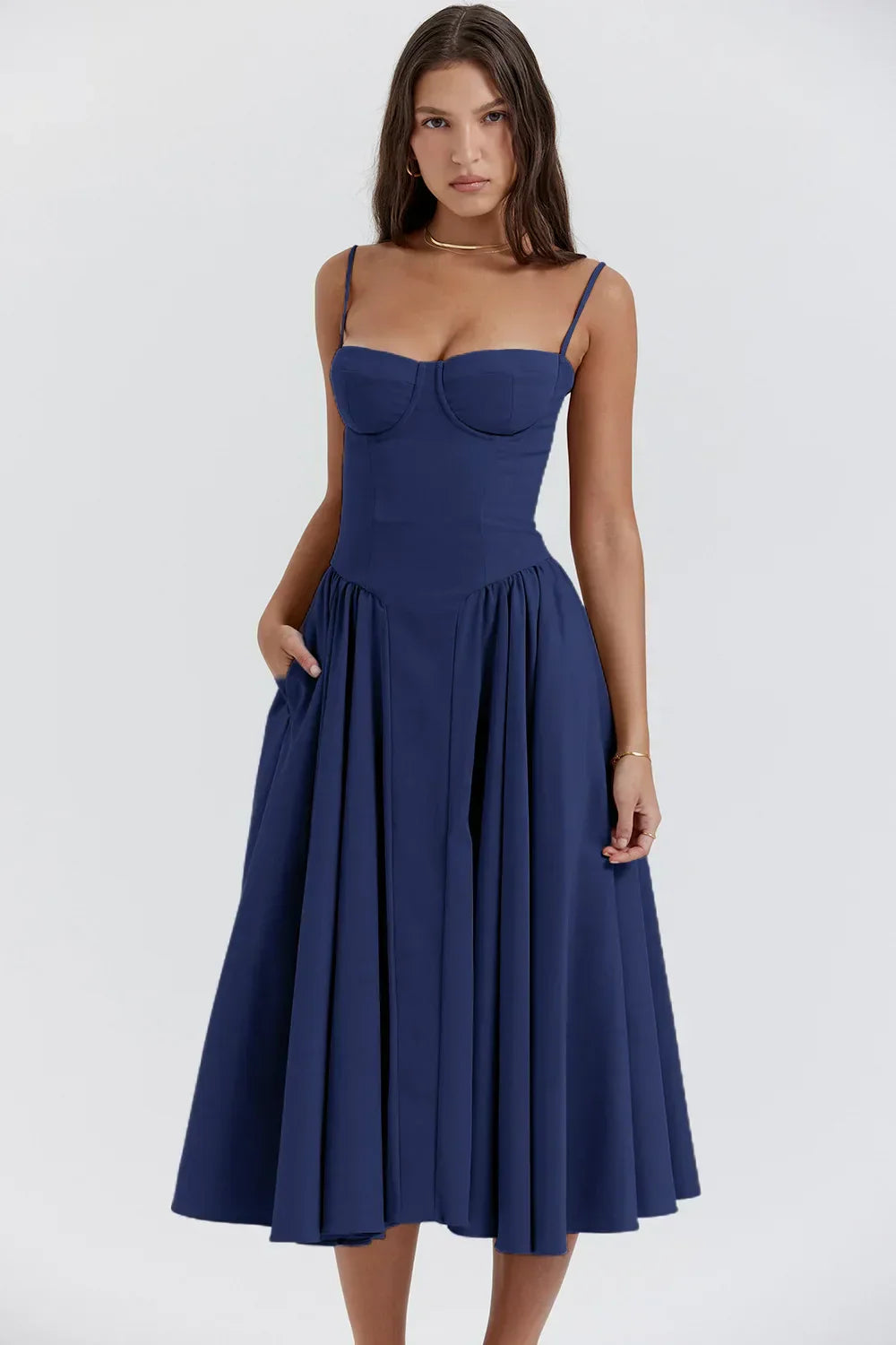 TULUM | Stylish Sleeveless Midi Dress with Figure-Flattering Corset Design - Lizabella Fashion