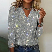 Elaine | Dazzling Sequin V-Neck Top