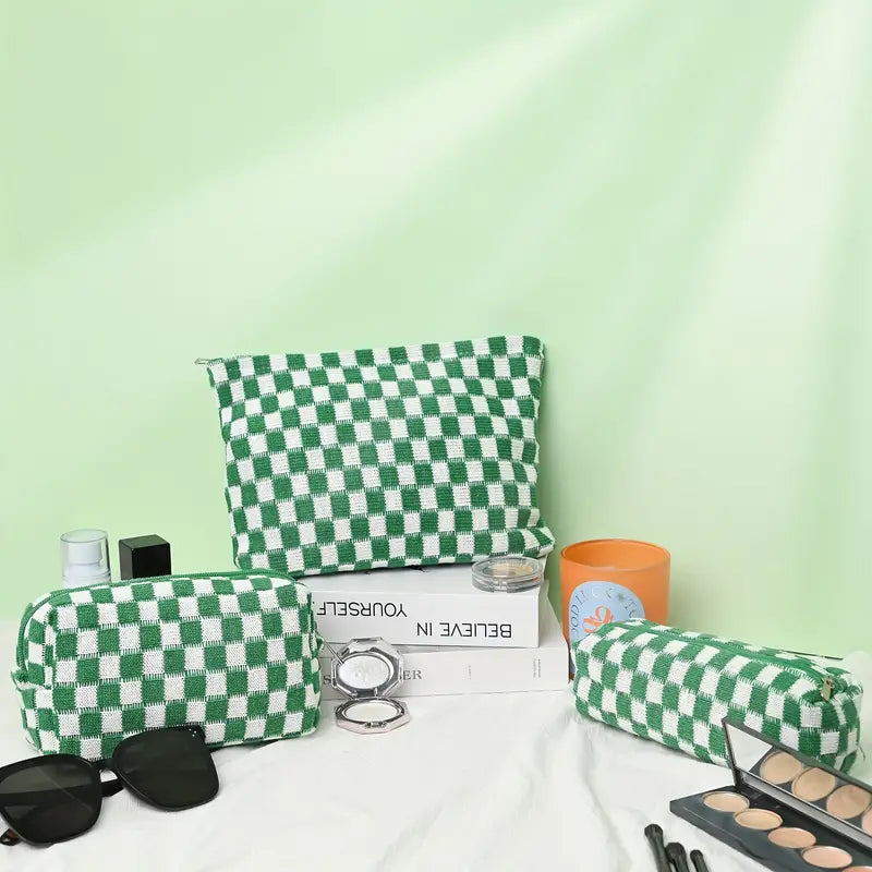 Claire | Stylish and Functional Checkered Beauty Organizer Set