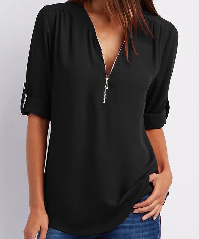 Sophia | Elegant V-Neck Blouse