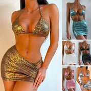 Sizzle this Summer with our Chic 3-Piece Snake Print Swim Set! - Lizabella Fashion