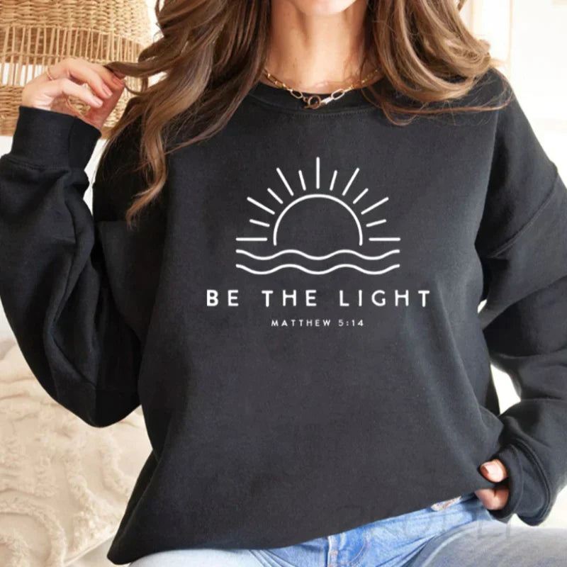 Erica | Cozy Fit Be The Light Inspirational Women's Sweatshirt