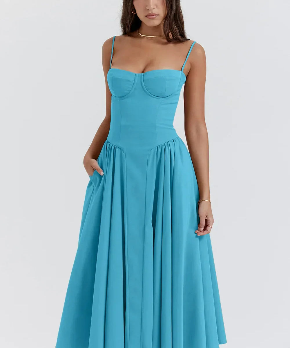 TULUM | Stylish Sleeveless Midi Dress with Figure-Flattering Corset Design - Lizabella Fashion