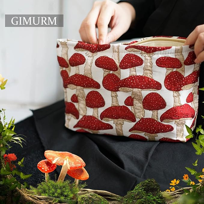 Ellie | Cute Mushroom Print Makeup Bag