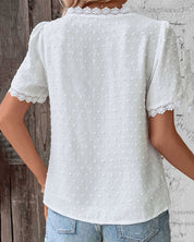 Maggie | Flattering V-Neck Short Sleeve Lace Blouse