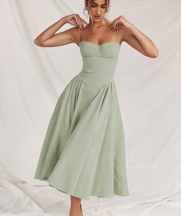 TULUM | Stylish Sleeveless Midi Dress with Figure-Flattering Corset Design - Lizabella Fashion