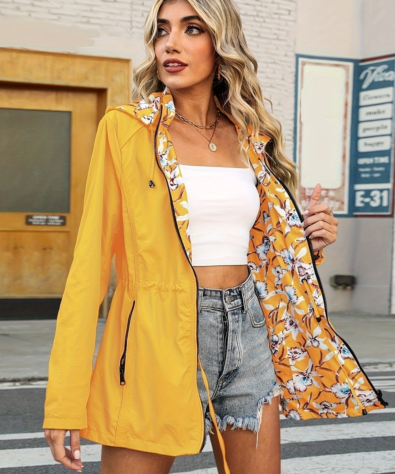 Ellah | Trendy Floral Print Summer Hoddie Jacket