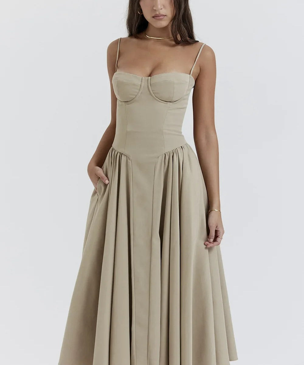 TULUM | Stylish Sleeveless Midi Dress with Figure-Flattering Corset Design - Lizabella Fashion