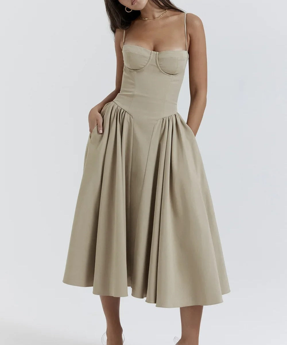 TULUM | Stylish Sleeveless Midi Dress with Figure-Flattering Corset Design - Lizabella Fashion