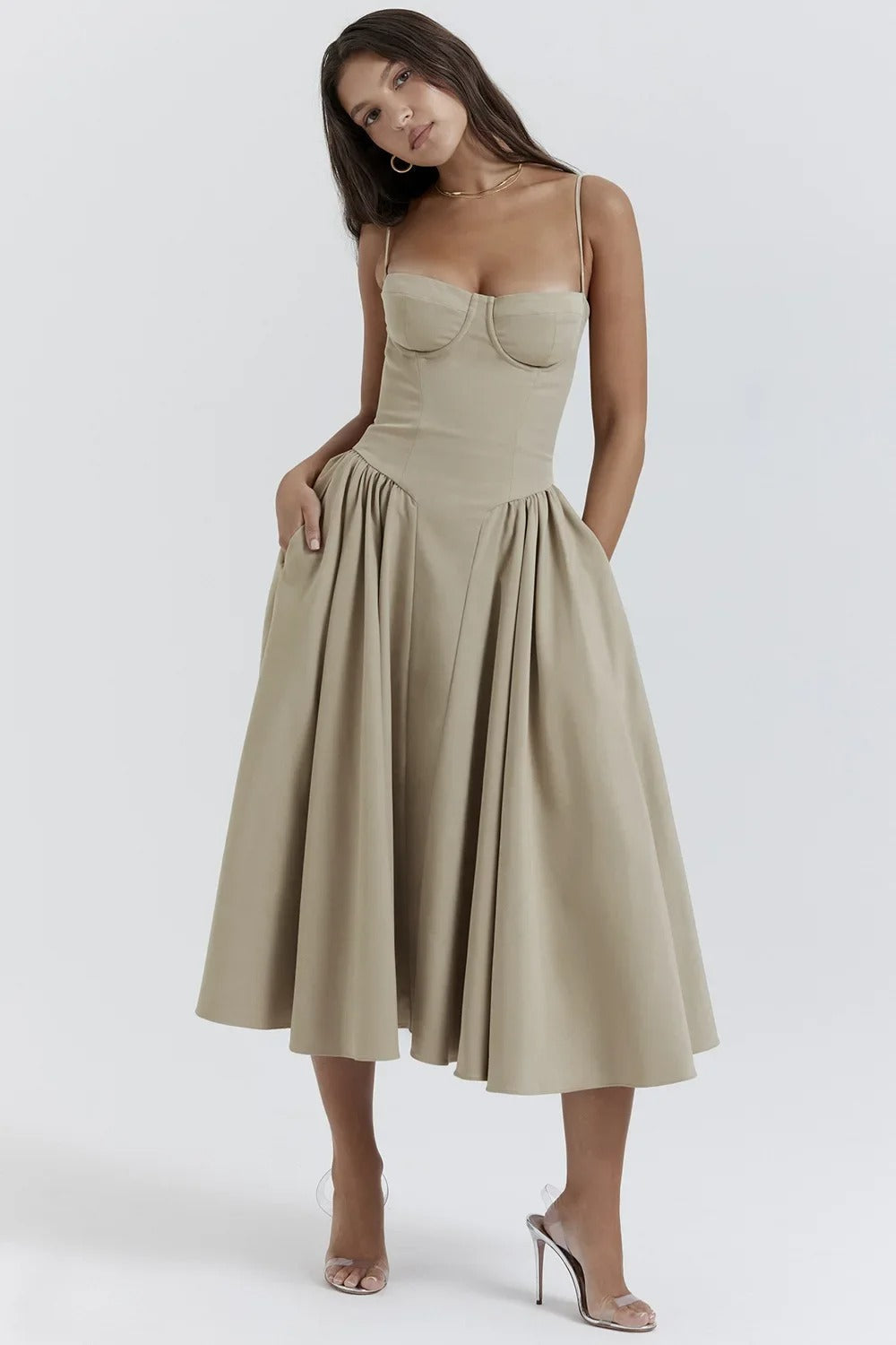 TULUM | Stylish Sleeveless Midi Dress with Figure-Flattering Corset Design - Lizabella Fashion