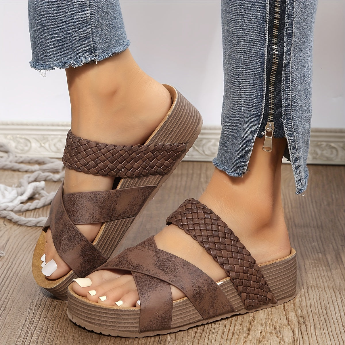 Claire | Braided Wedge Sandals – Effortless Summer Chic