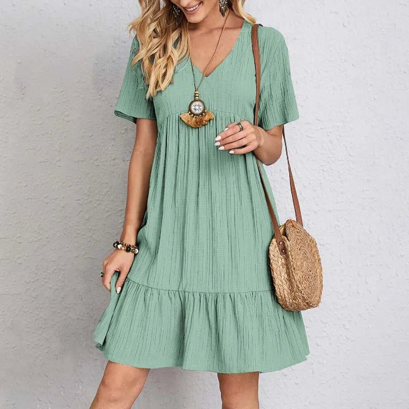 Elma | Comfy and Casual V-Neck Mini Dress