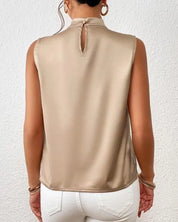 Exquisite Satin Sleeveless Blouse by LYRA - Elevate Your Elegance - Lizabella Fashion