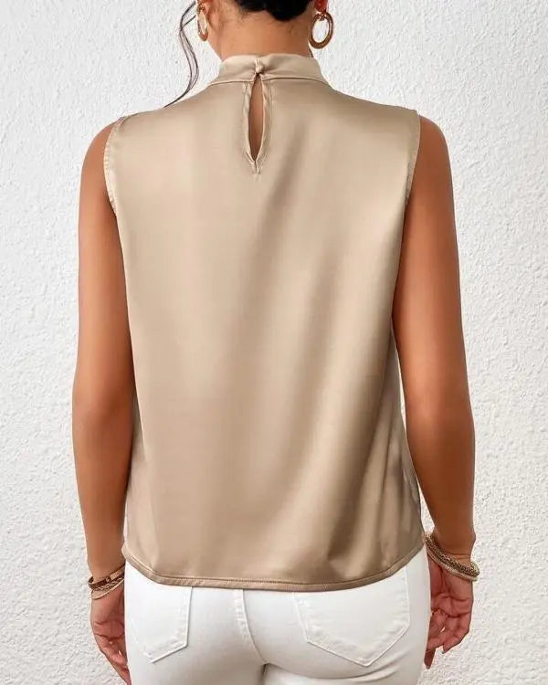 Exquisite Satin Sleeveless Blouse by LYRA - Elevate Your Elegance - Lizabella Fashion