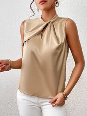 Exquisite Satin Sleeveless Blouse by LYRA - Elevate Your Elegance - Lizabella Fashion