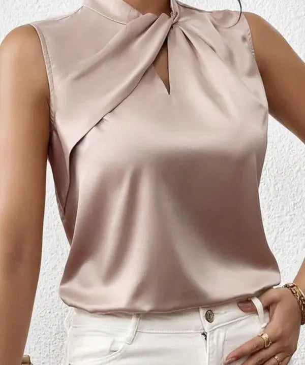 Exquisite Satin Sleeveless Blouse by LYRA - Elevate Your Elegance - Lizabella Fashion