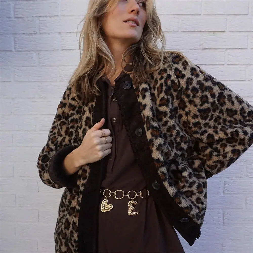 FABIENNE | Fleece Jacket Leopard - Lizabella Fashion