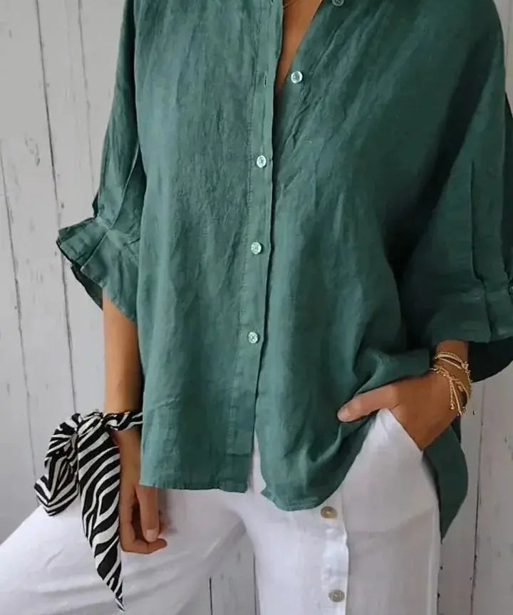 ISABELLA | Chic Linen Blouse-Lizabella Fashion