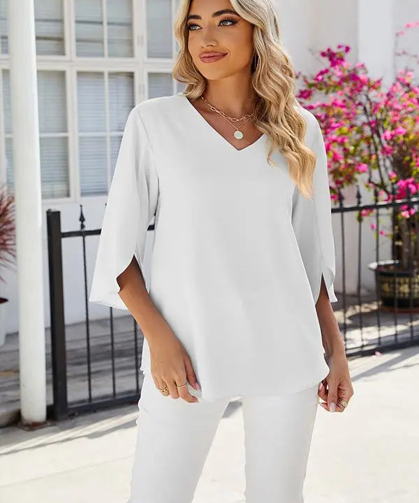 JAMY | V-neck Elegant Blouse-Lizabella Fashion