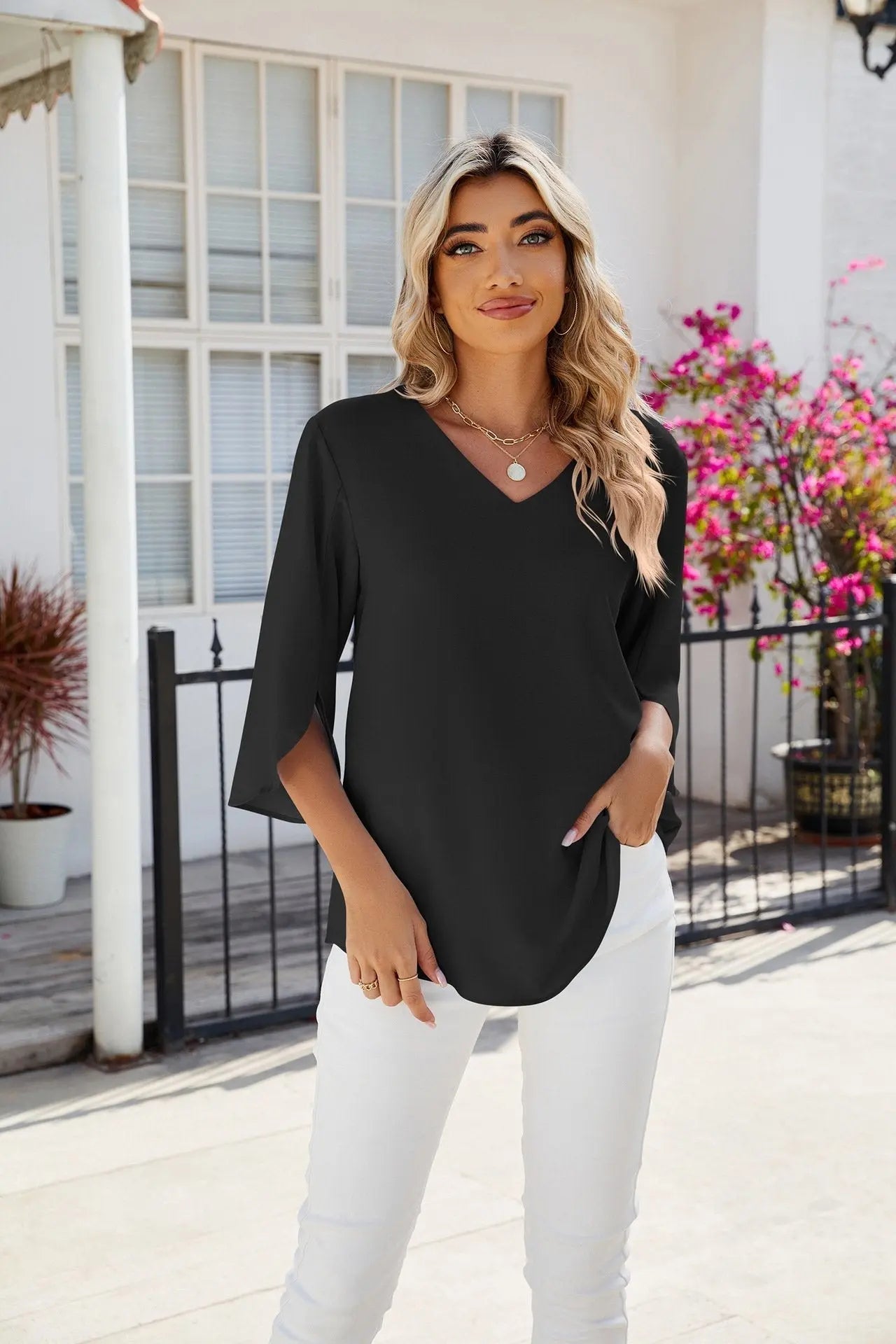 JAMY | V-neck Elegant Blouse-Lizabella Fashion