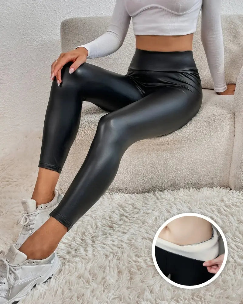 LAYLA | Luxe Leather-Lined Fleece Leggings for Women - Lizabella Fashion