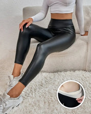 LAYLA | Luxe Leather-Lined Fleece Leggings for Women - Lizabella Fashion