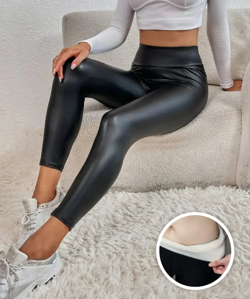 LAYLA | Luxe Leather-Lined Fleece Leggings for Women - Lizabella Fashion