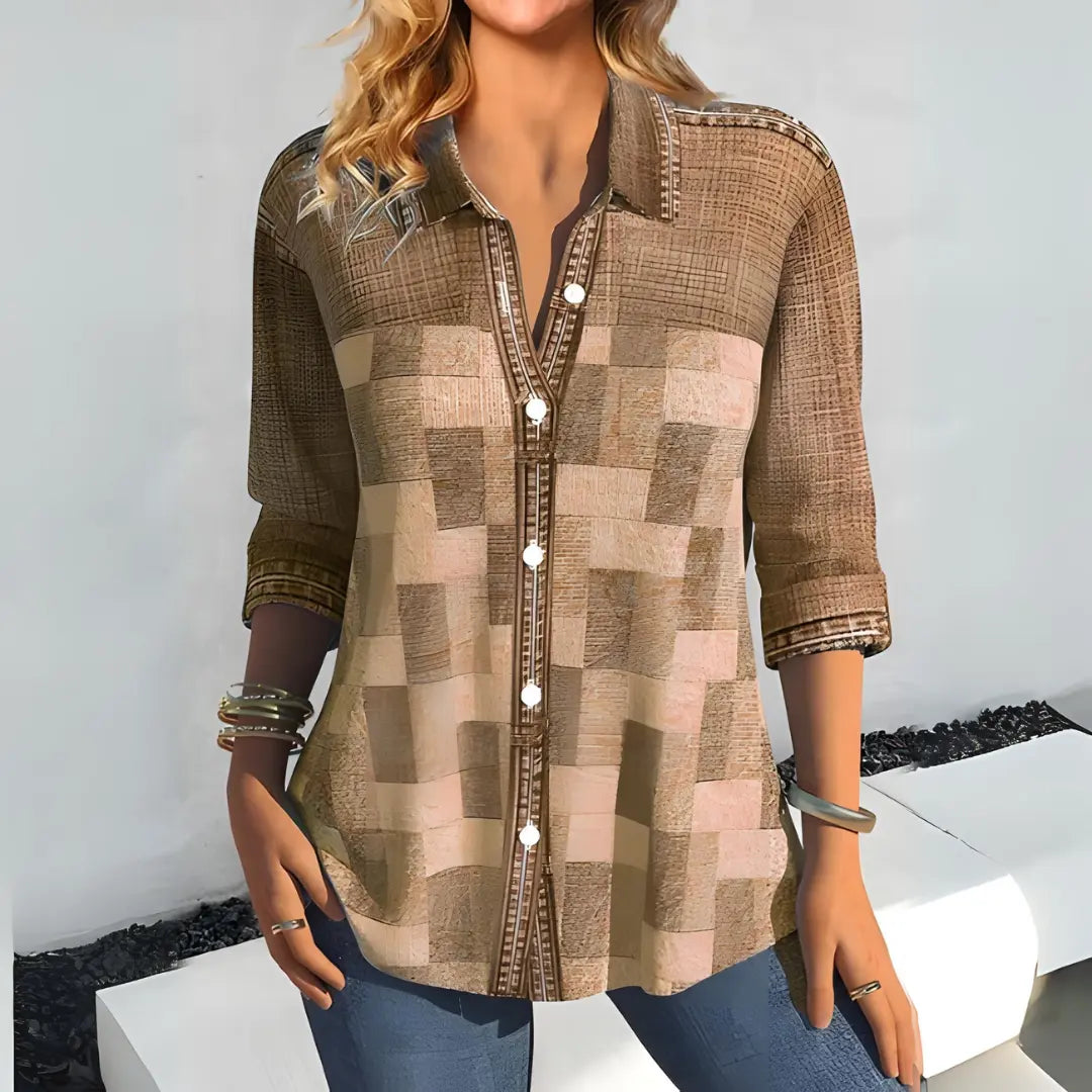 PENELOPE | Chic Checkered Blouse for Women - Lizabella Fashion