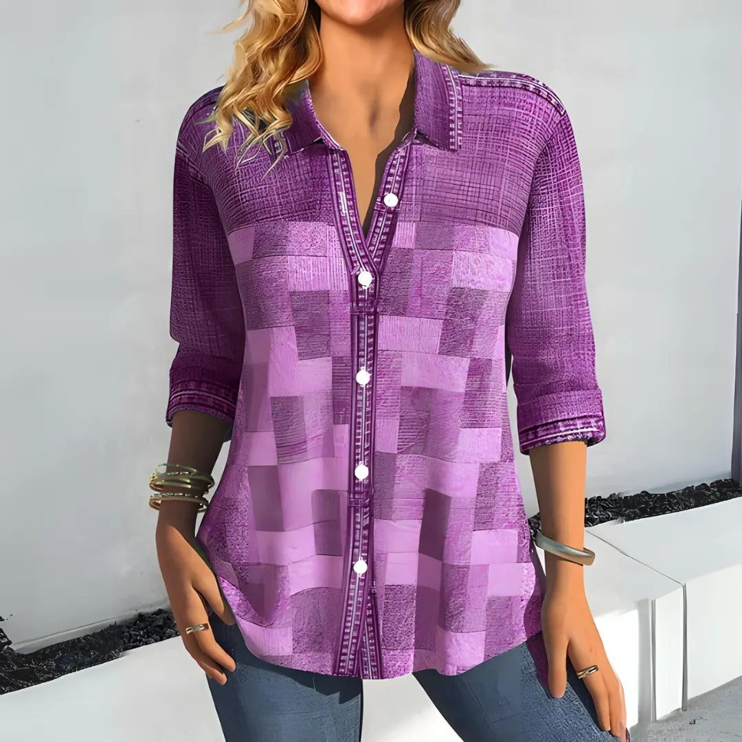 PENELOPE | Chic Checkered Blouse for Women - Lizabella Fashion