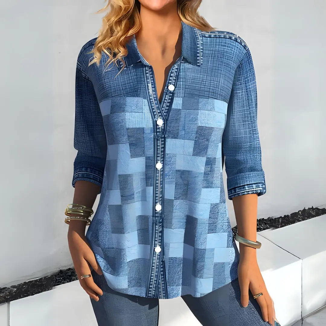 PENELOPE | Chic Checkered Blouse for Women - Lizabella Fashion