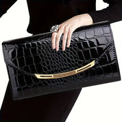 Michaela | Compact & Sophisticated Croco Print Clutch