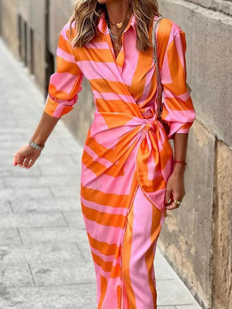 TANYA | Stylish Orange-Pink Summer Dress for Effortless Elegance - Lizabella Fashion