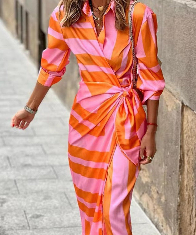 TANYA | Stylish Orange-Pink Summer Dress for Effortless Elegance - Lizabella Fashion