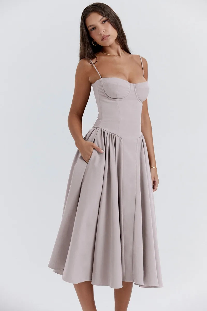 TULUM | Stylish Sleeveless Midi Dress with Figure-Flattering Corset Design - Lizabella Fashion