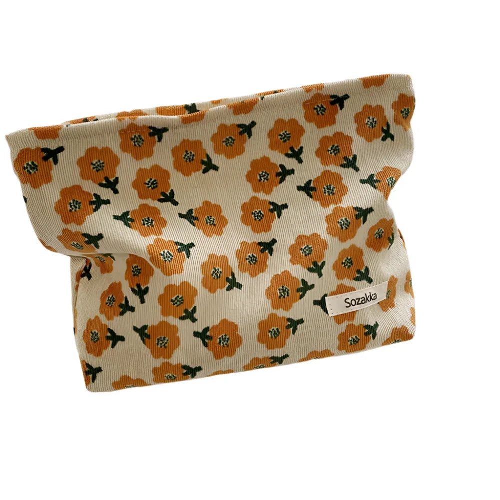 Ella | Preppy Floral Corduroy Makeup Bag