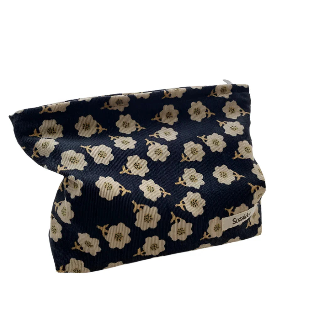 Ella | Preppy Floral Corduroy Makeup Bag