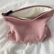 Spacious Corduroy Travel Makeup Bag with Secure Zipper Closure