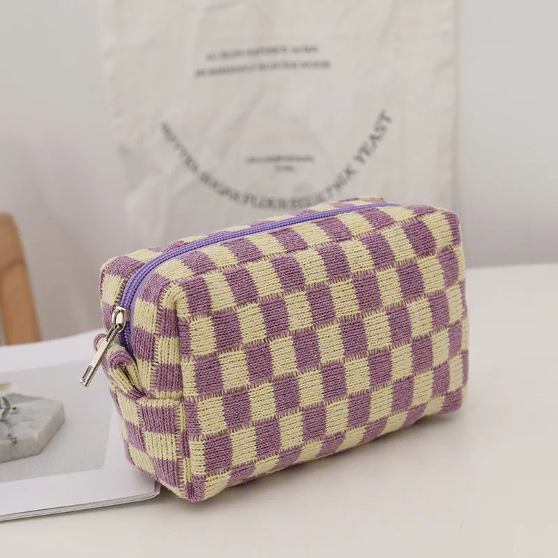 Nova | Trendy Checkered Y2K-Style Makeup Pouch