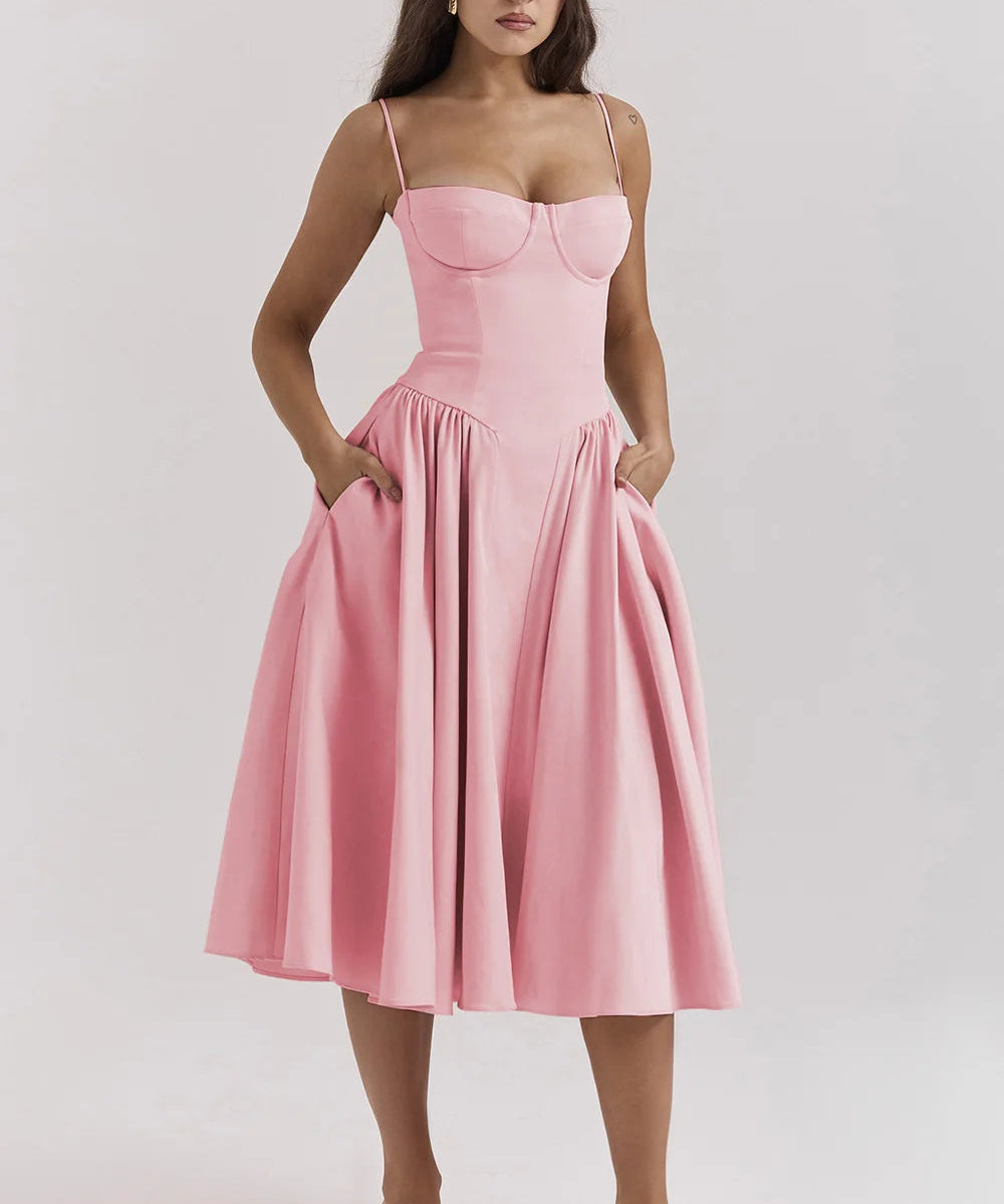 TULUM | Stylish Sleeveless Midi Dress with Figure-Flattering Corset Design - Lizabella Fashion