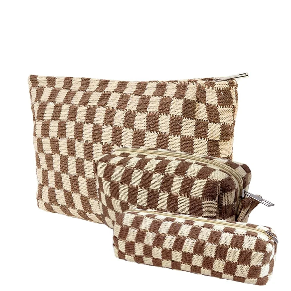 Claire | Stylish and Functional Checkered Beauty Organizer Set