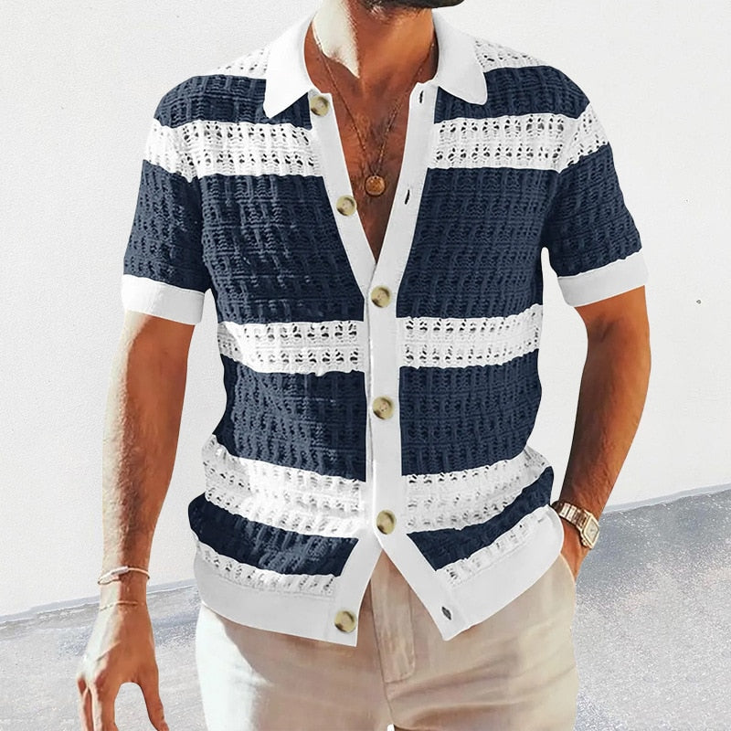 Jake Men's Short Sleeve Casual Knit Shirt - Perfect for Every Occasion! - Lizabella Fashion