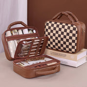 Sophia | Luxury Checkered Spacious Beauty Cosmetics Organizer