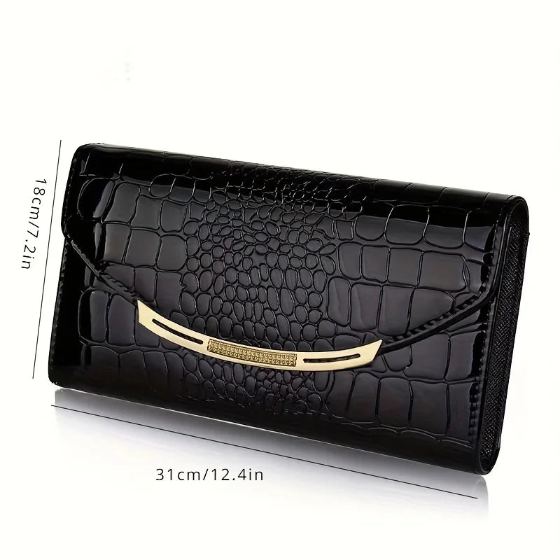 Michaela | Compact & Sophisticated Croco Print Clutch