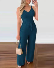 SADIE | Stylish Shirred Two-Piece Jumpsuit Ensemble - Lizabella Fashion