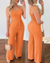 SADIE | Stylish Shirred Two-Piece Jumpsuit Ensemble - Lizabella Fashion