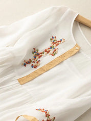 SARAH | Embroidered cotton and linen Dress-Lizabella Fashion