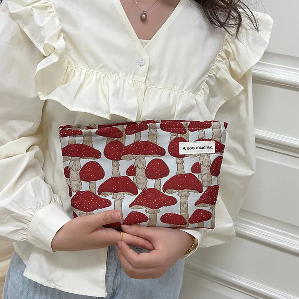 Ellie | Cute Mushroom Print Makeup Bag