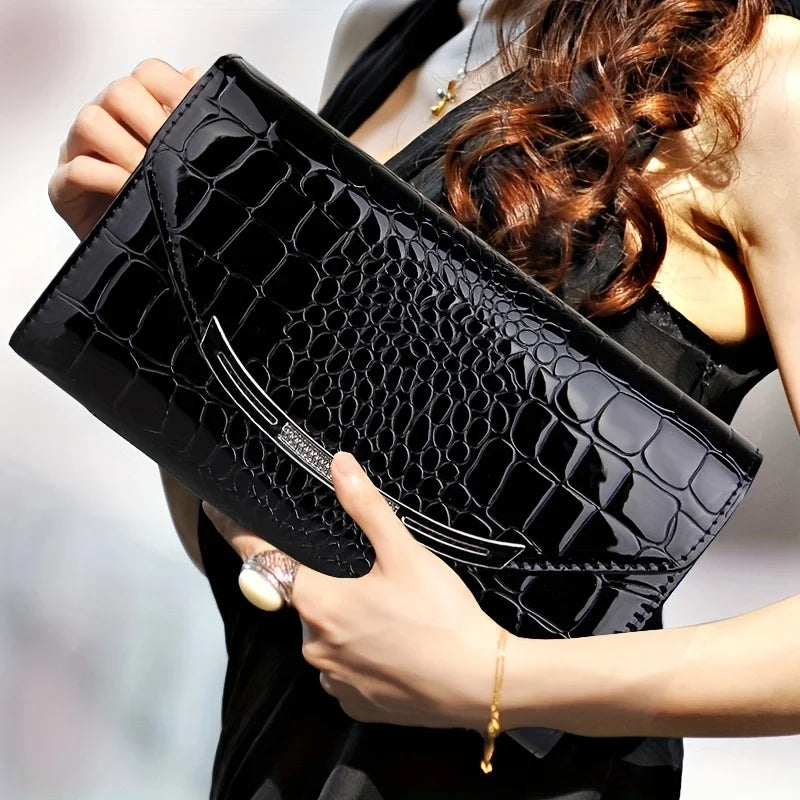 Michaela | Compact & Sophisticated Croco Print Clutch